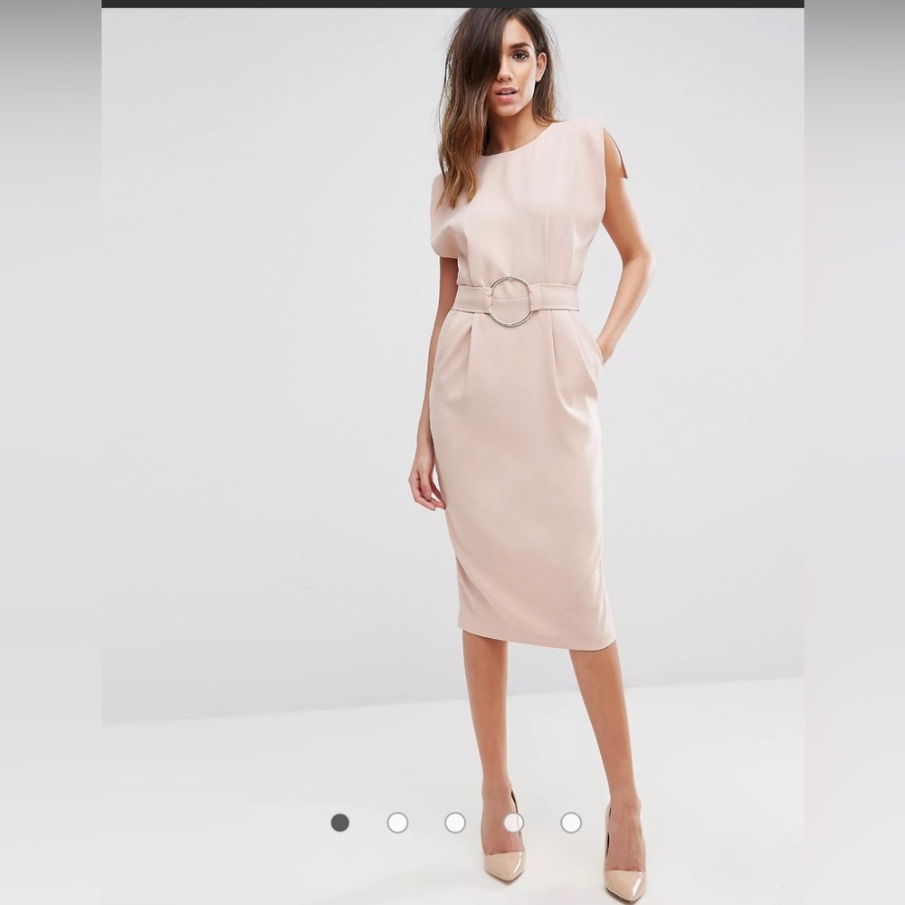 Pale pink - ASOS Split Cap Sleeve Midi Dress - US 8